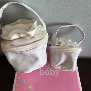 American Girl Bitty Baby Doll and Girl Purse Set RETIRED Off White Pink Dots NEW